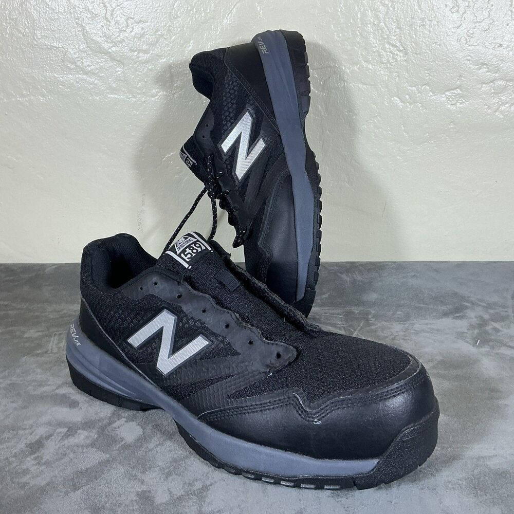 12 2E New Balance Steel Toe Work Shoes Black 589 Wide Fit Black Rev Lite